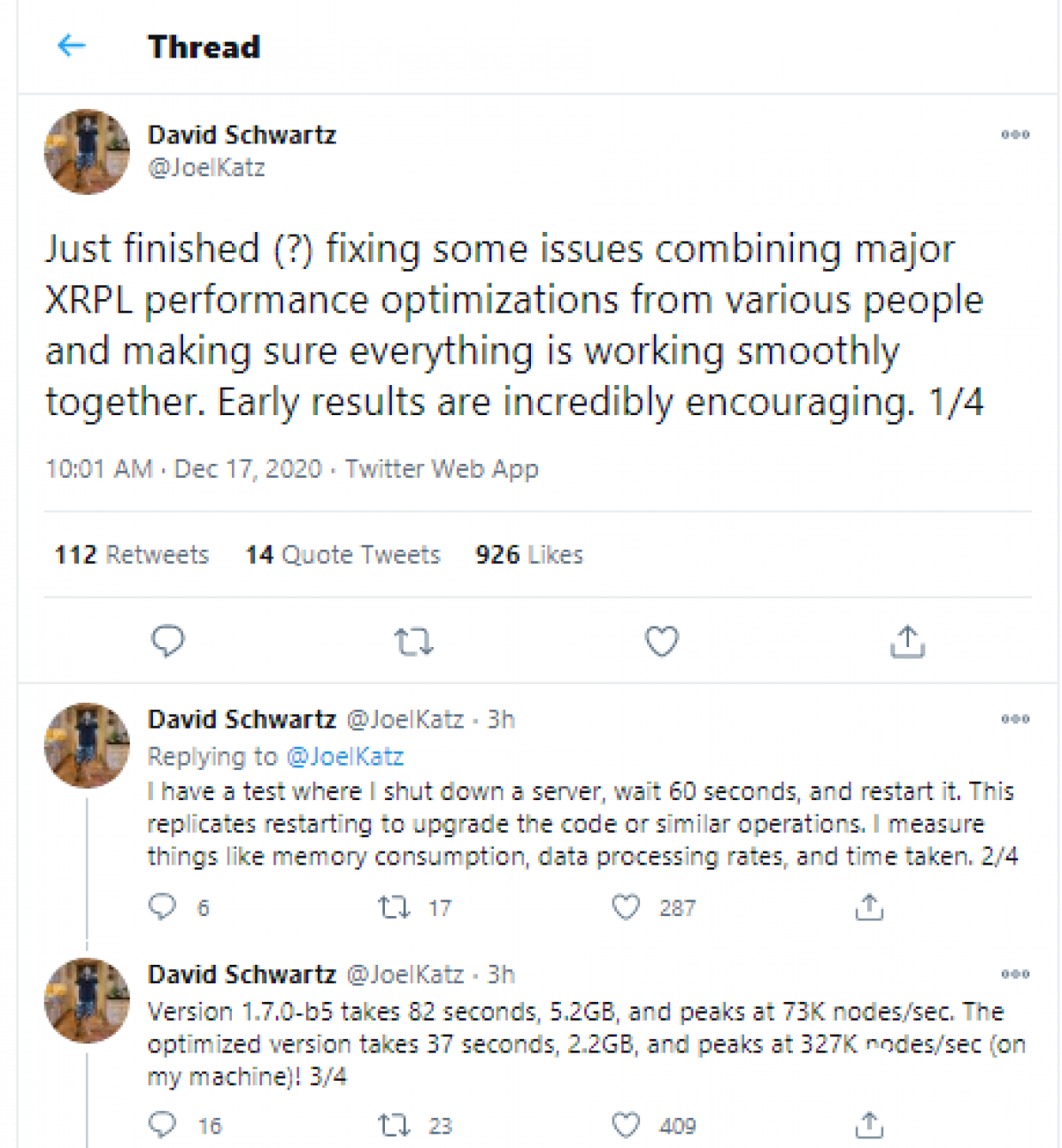 Ripple CTO David Schwartz Shares First Results of XRPL Major Optimization