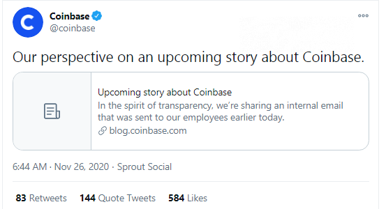 Brian Armstrong front-runs NYT negative article on Coinbase