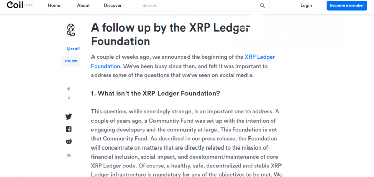 XRP Ledger Foundation shares details of its program