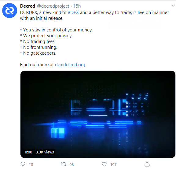 Decred launches DEX