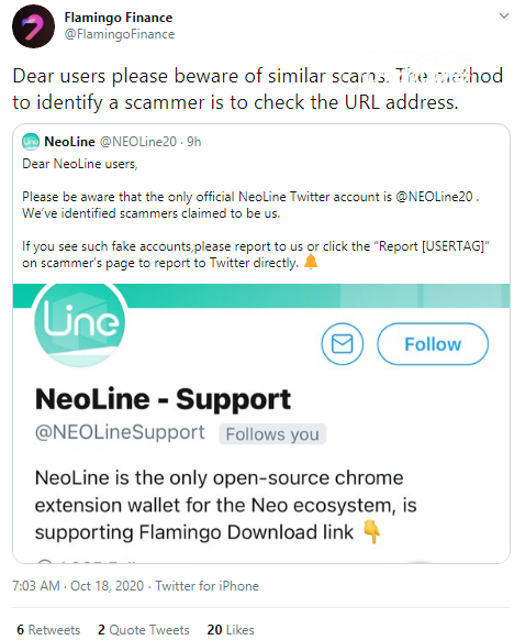 Fake 'customer support' launched by scammers targeting NEO ecosystem