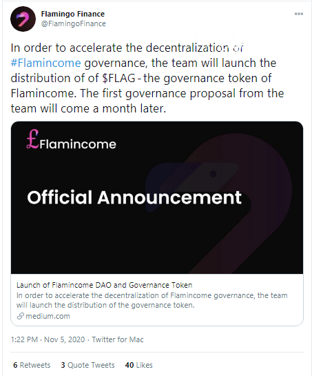 Flamingo Finance shares details of FLAG tokens distribution