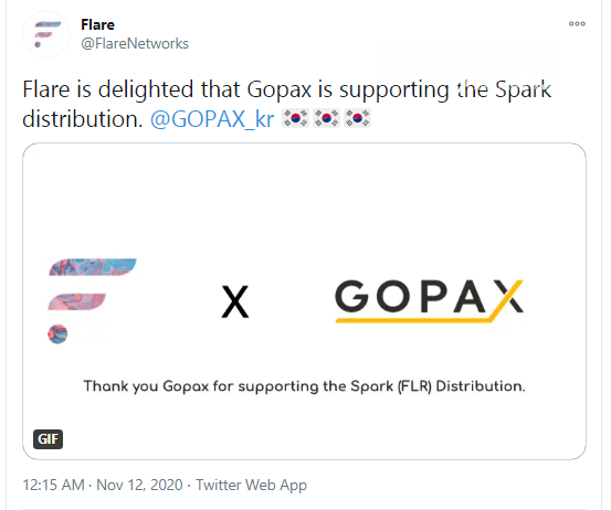 Gopax crypto exchange supports Spark airdrop