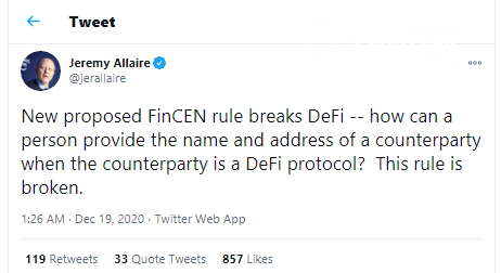 Jeremy Allaire: New proposed FinCEN rule breaks DeFi