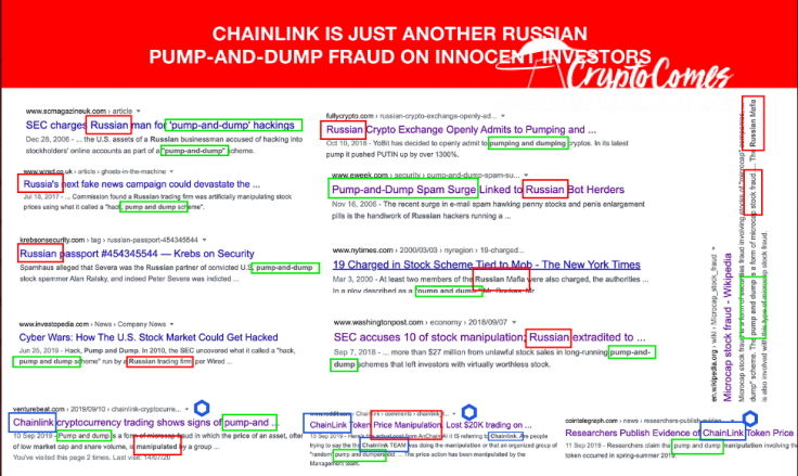 Chainlink (LINK) is a pump-and-dump scheme