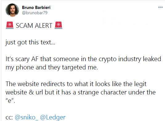 Ledger users targeted by scammers