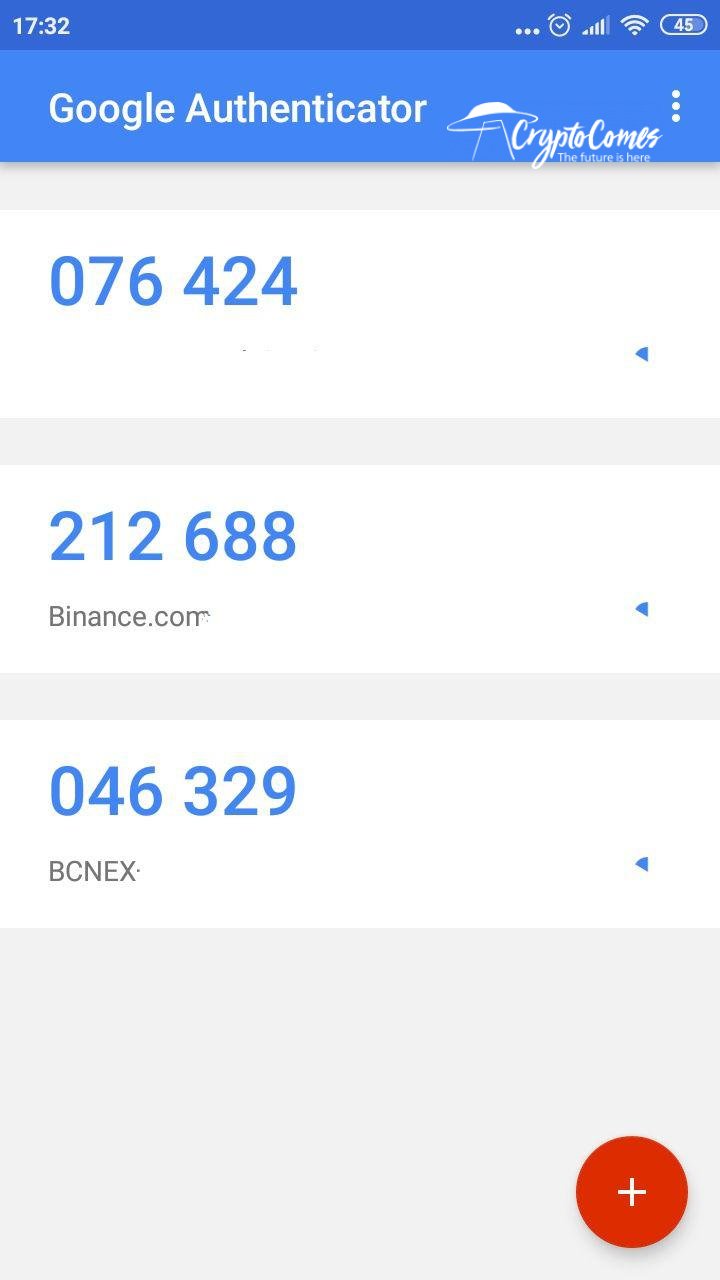 Google Authenticator interface