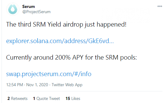 Serum DEX announces tat third SRM airdrop is finished successfully