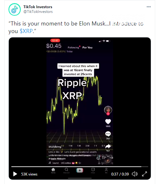 TikTok investors learned about XRP