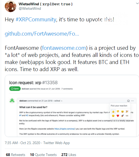 XRP may recieve its own icon from FontAwesome