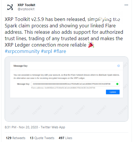 XRP Toolkit receives Flare-friendly update