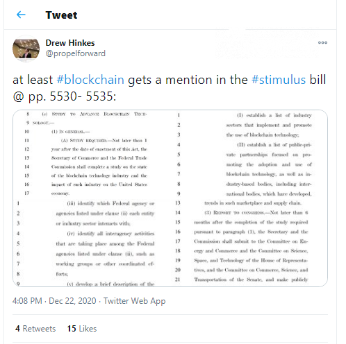 U.S. senators mentioned blockchain in 'stimulus bill'